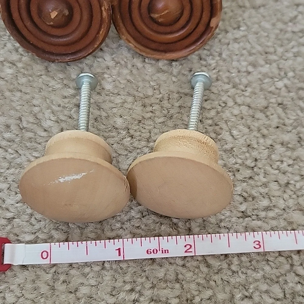 Wooden Round Drawer Knobs - Brown Set, Lot Of 22